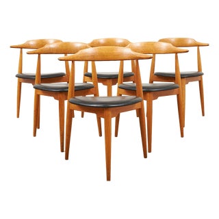 Heart Chair FH 4103 in Oak Frame by Hans J. Wegner for Fritz Hansen, 1952, Set of 6 For Sale