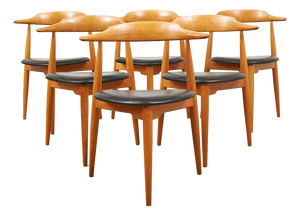 Heart Chair FH 4103 in Oak Frame by Hans J. Wegner for Fritz Hansen, 1952, Set of 6