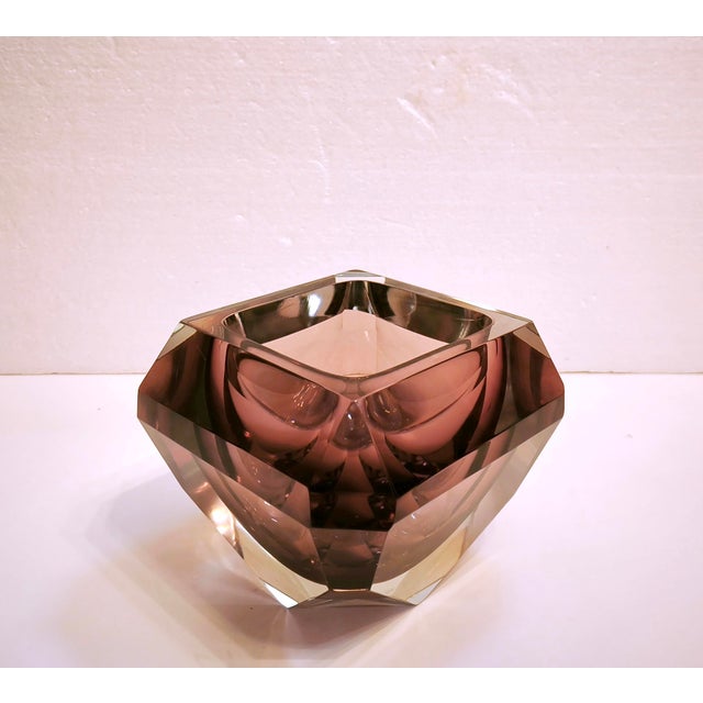 Vintage Murano Sommerso Diamond Bowl attributed to Alessandro Mandruzzato, Italy, 1970s For Sale - Image 9 of 18