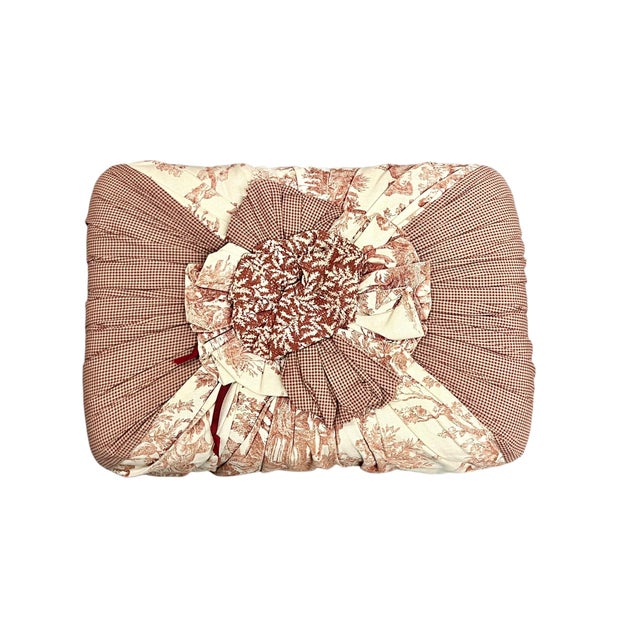 Vintage French Provincial Style Red Toile Foot Stool in the Style of Mackenzie Childs For Sale - Image 9 of 13