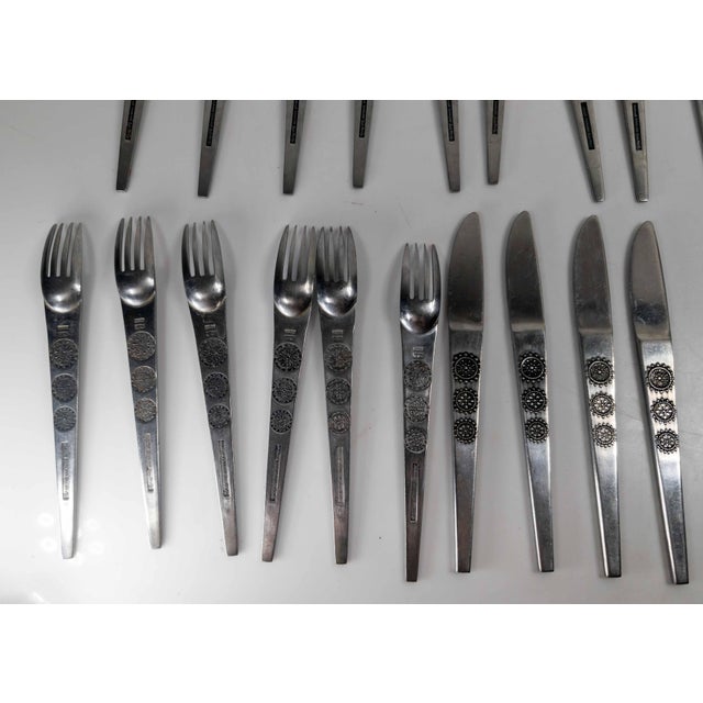 Mid-Century Modernist 38 Piece Stainless Steel Flatware Set in San Moritz for National For Sale - Image 13 of 18