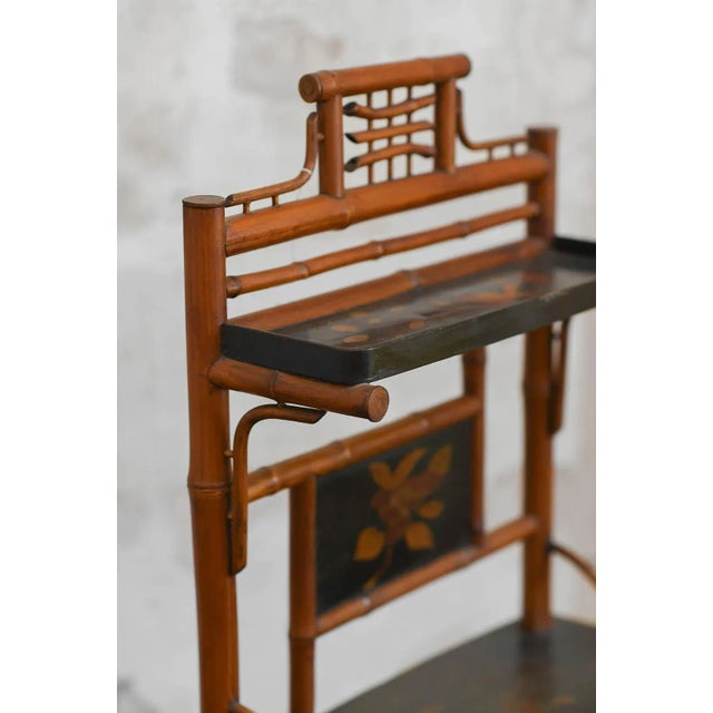 Japonisante Etagère in Bamboo and Lacquer attributed to Perret & Vibert, France, Late 19th Century For Sale - Image 6 of 10