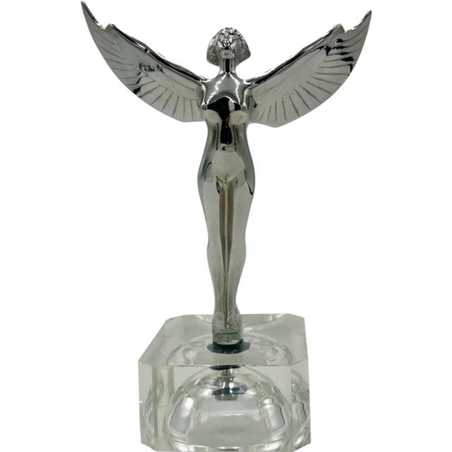 Vintage Aurora Goddess of Dawn Moon Radiator Mascot Hood Ornament Car For Sale - Image 11 of 12