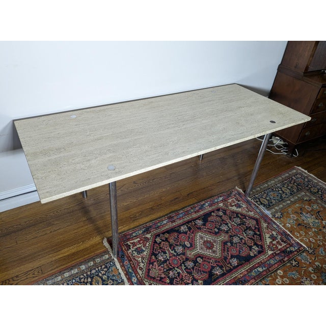 Large Carreera Marble Dining or Conference Table designed by Erwine and Estelle Laverne for Laverne Originals of New York,...