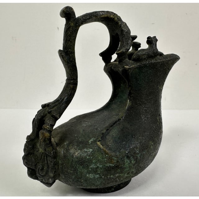 Late 19th Century Antique 19th Century Bronze Grand Tour Askos Pouring Vessel Made in the Roman Style 4w X 4h For Sale - Image 5 of 14