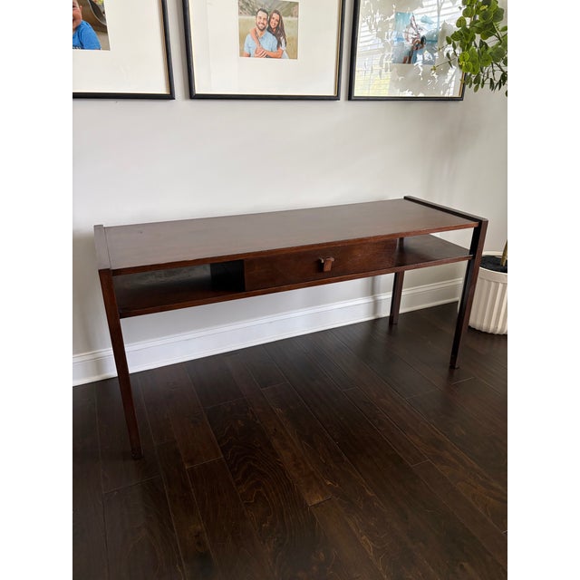 Mid-Century Modern Edward Wormley for Dunbar Mid-Century Walnut Console Table With Drawer For Sale - Image 3 of 12