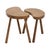 A nice set of two kidney-shaped, three-legged stools or nesting tables, crafted from solid wood (likely beech) and dating...