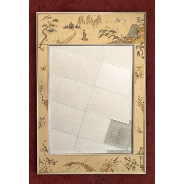 LaBarge Hand-Painted Chinoiserie Églomisé Wall Mirror, Model No. 1045 For Sale - Image 11 of 11