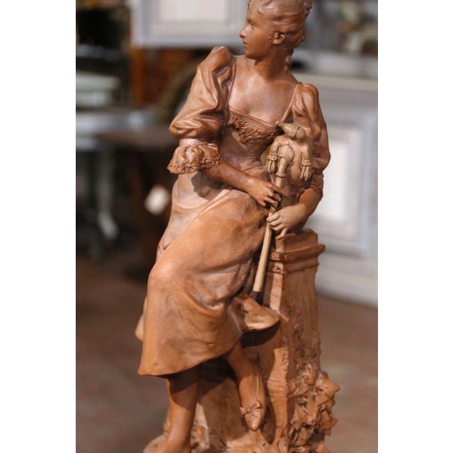 Ceramic 19th Century French Terracotta Sculpture “Le Biniou” by Georges Coudray For Sale - Image 7 of 12