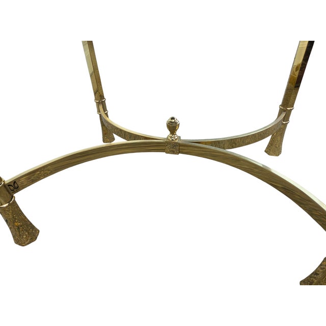 Italian Vintage Italian Regency Brass Labarge Ottoman Footstool Vanity Bench Harden For Sale - Image 3 of 14