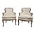 Vintage French Provincial Louis XV Style Carved Bergere Armchairs - Pair For Sale