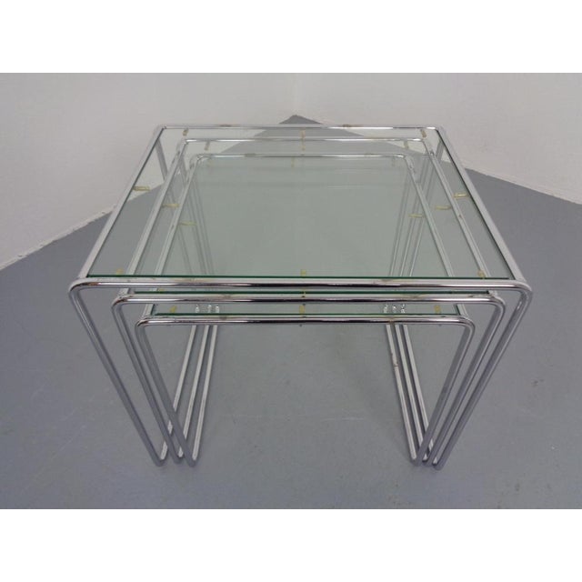 Glass & Chrome Nesting Tables, 1960s, Set of 3 For Sale - Image 10 of 18