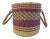 African Hand-Woven Leather Handled Market Basket For Sale
