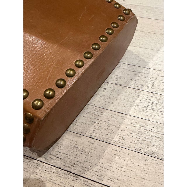 Italian Leather & Stud Wastebasket For Sale In Miami - Image 6 of 7
