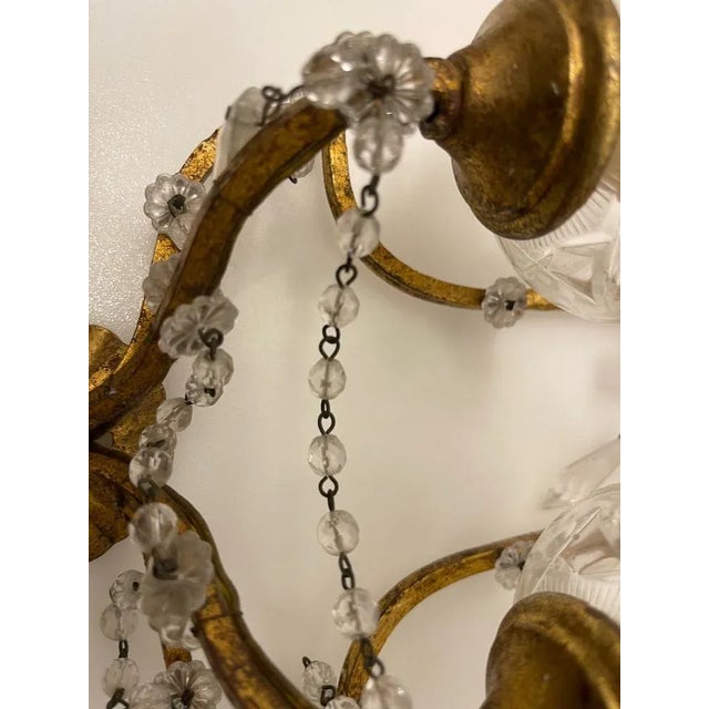 Glass Florentine Gilded Crystal Sconces, 1960s, Set of 2 For Sale - Image 7 of 10