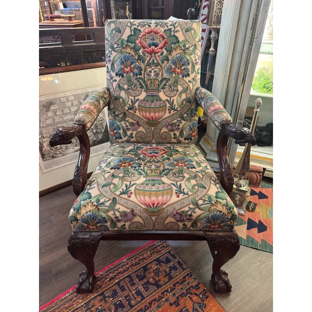 Late 20th Century Pair of Vintage Chippendale-Style Eagle-Head Arm Chairs For Sale - Image 5 of 12