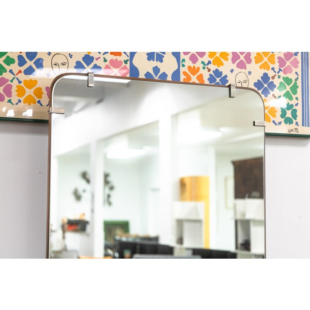 Late 20th Century Vintage Art Deco Modernist Walnut Wood Vanity With Storage Shelving and Mirror For Sale - Image 5 of 10