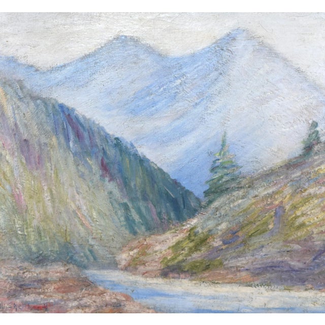 Antique Arts and Crafts Era American Impressionist Mountain Landscape Oil Painting For Sale - Image 4 of 7