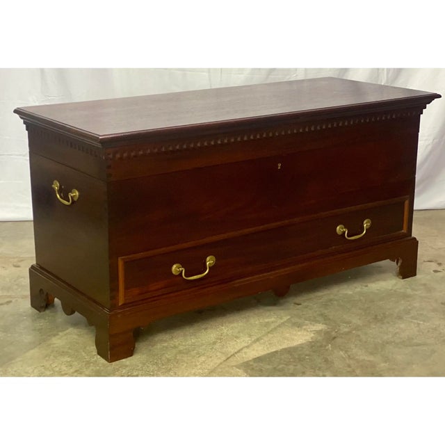Vintage Mahogany Chippendale Style Cedar Lined Blanket Chest Trunk For Sale - Image 6 of 9