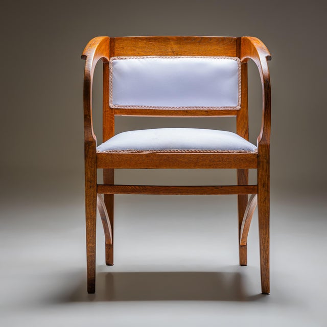 Art Nouveau Oak Armchair, Vienna, Austria, Early 20th Century For Sale - Image 3 of 8