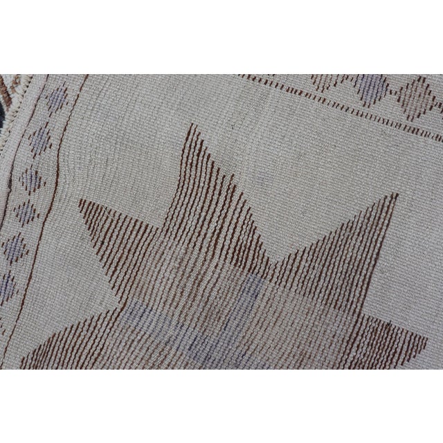 Vintage Turkish Tulu Runner With Ivory Field and Muted Brown Star Motifs For Sale - Image 13 of 13