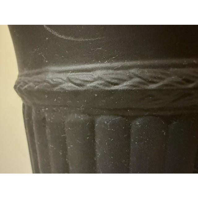 Wedgwood Vintage 1960s Wedgwood Black Basalt Fluted Trumpet Footed Vase For Sale - Image 4 of 16