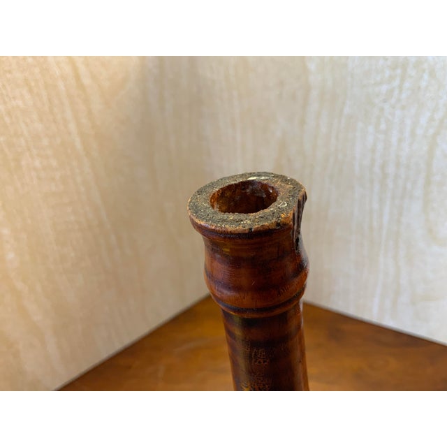 20th Century Artisan Crafted Wood Turned Candlestick Holders-Pair For Sale - Image 13 of 13
