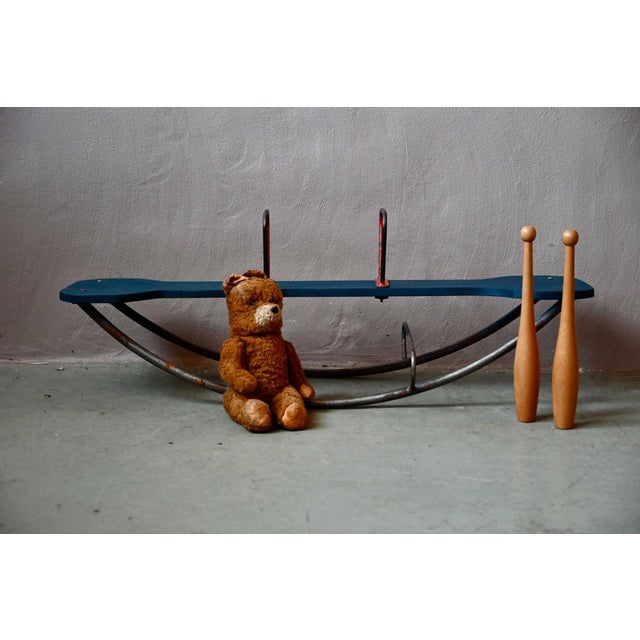 Vintage Children's Rocking Chair in Wood and Metal, 1960s For Sale - Image 9 of 9