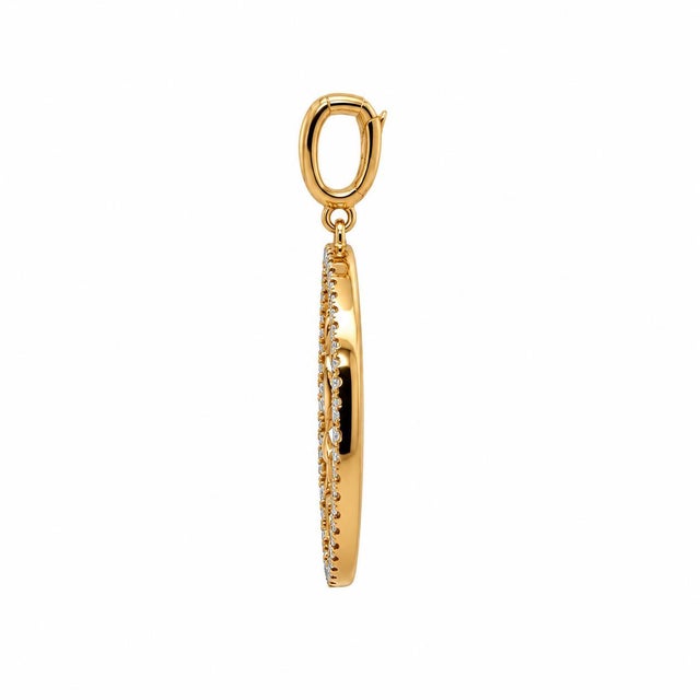 Late 20th Century 14k Yellow Gold Aquarius Zodiac Sign Diamond Studded Pendant For Sale In New York - Image 6 of 7