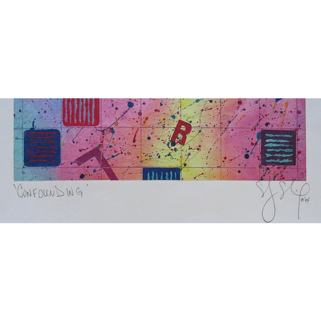 Mid-Century Modern Pair of Abstract Watercolor Paintings Post Modern Signed For Sale - Image 3 of 8