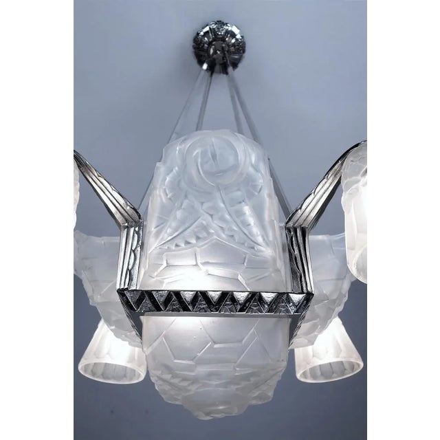 Art Deco Ceiling Lamp from Cristalleries De Compiègne, 1920s For Sale - Image 3 of 13