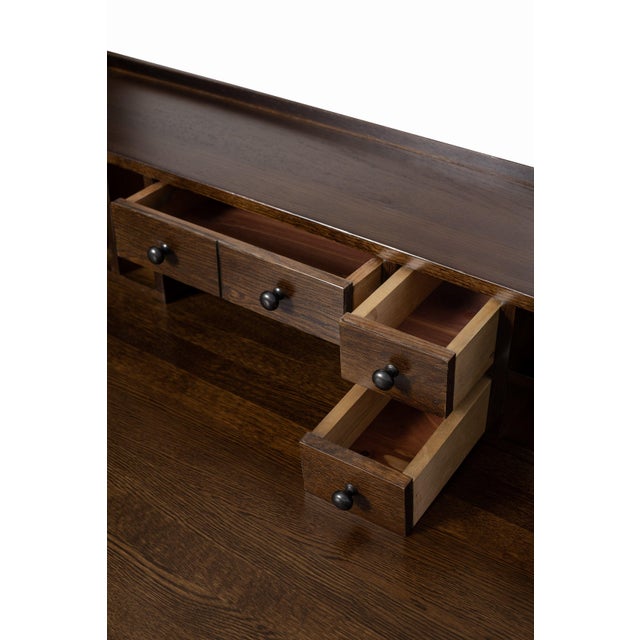 Mission Oak Desk With Removable Organizer - Walnut For Sale - Image 4 of 12