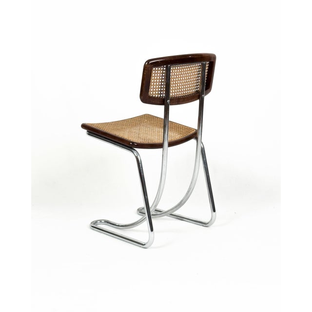 Vintage Cantilever Chairs in Chrome, Wood and Vienna Straw, 1970s, Set of 4 For Sale - Image 10 of 14
