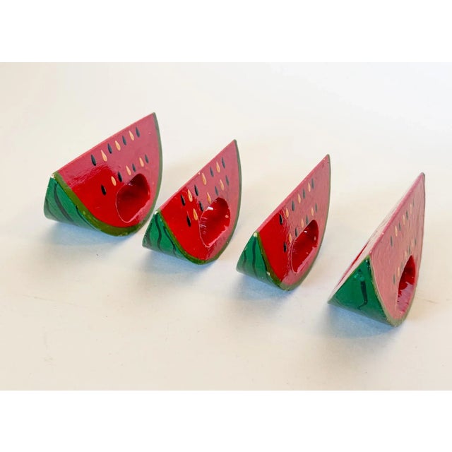 Vintage Folk Art Watermelon Napkin Rings For Sale - Image 10 of 13