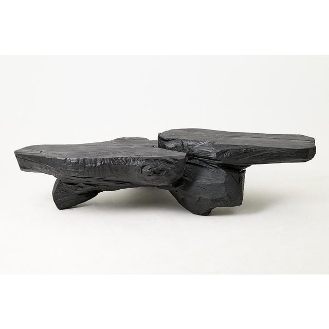 Sculptural Rustic Coffee Table in Burnt Black Wood by Logniture For Sale - Image 11 of 18