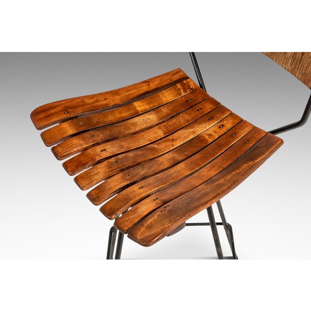 Set of Three ( 3 ) MCM Wrought Iron Bar Stools in Maple & Raffia Rope for Attributed to Arthur Umanoff for Raymor, Usa, C. 1960s For Sale - Image 9 of 18