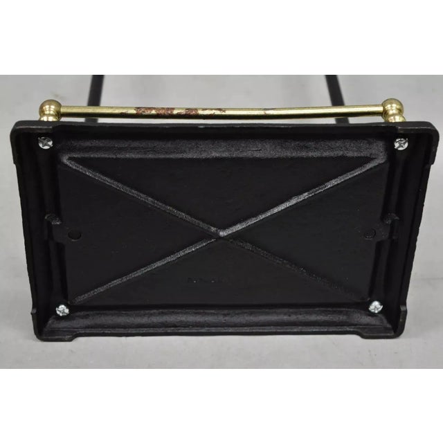 Vintage Mid Century Modern Brass & Iron Fireplace Mantel Tool Set For Sale - Image 9 of 10