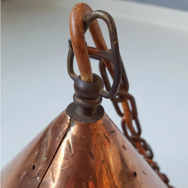 Danish Brutalist Copper Pendant Lamp attributed to E.S. Horn, 1950s For Sale - Image 4 of 10