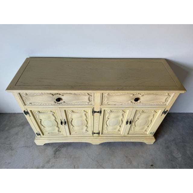 French Provincial Vintage French Provincial Style Carved Wood Sideboard / Buffet Cabinet For Sale - Image 3 of 18