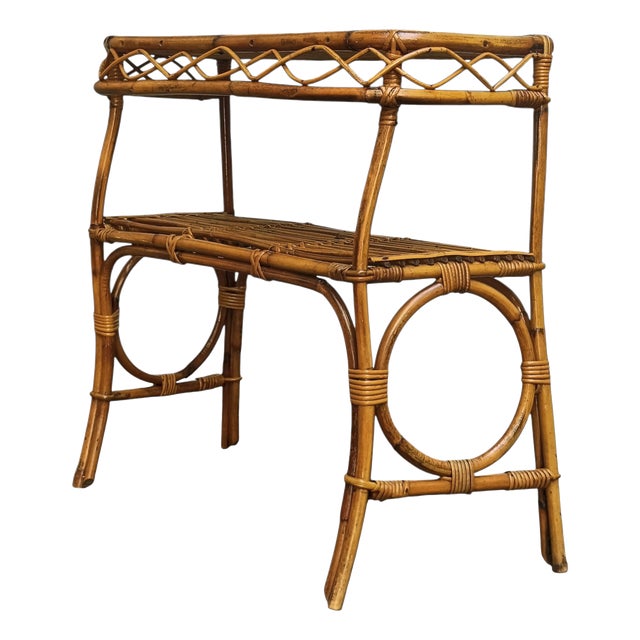 Vintage Bamboo and Woven Rattan Console Table by Franco Albini, Italy, 1960s For Sale