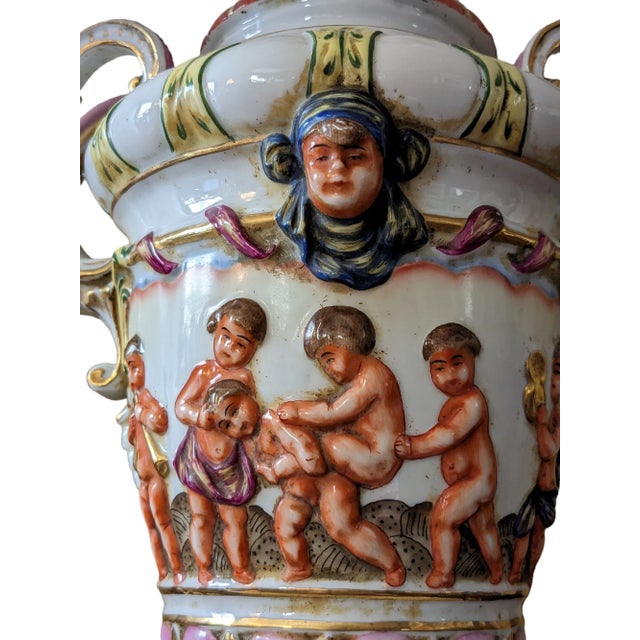 Capodimonte Vintage Capodimonte Putti Cherubs Porcelain Lamp For Sale - Image 4 of 7