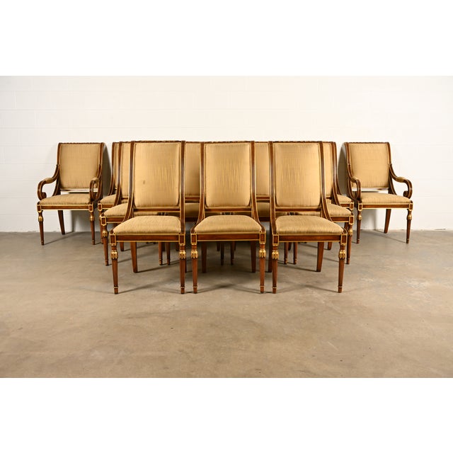 An outstanding set of fourteen French Regency Louis XVI or Neoclassical style dining chairs By Karges Furniture USA, Circa...
