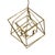 Sculptural geometric chandelier crafted from polished brass in a striking open-frame composition of interlocking cubes,...