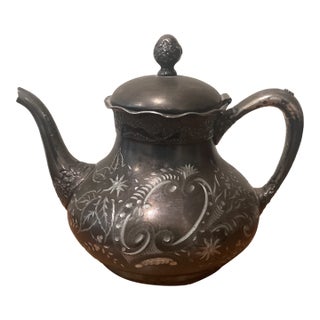 Antique Pairpoint Mfg. Co. Quadruple Plate Silver-Plated Floral Coffee/Teapot #326 6 Circa 1840s For Sale