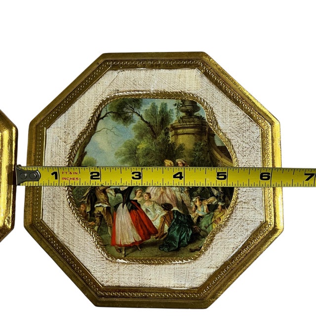 Mid 20th Century Mid Century Italian Florentine Octagon Wall Plaques - A Pair For Sale - Image 5 of 6