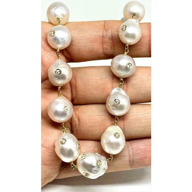 Fine South Sea Pearl Diamond 18 Karat Necklace Certified For Sale - Image 9 of 9