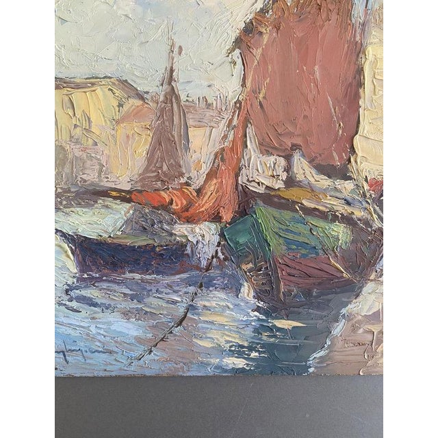Post-Impressionist Artist, Seascape with Sailboats, 1979, Oil Painting For Sale - Image 9 of 18