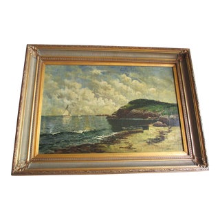 1980s Vintage Oil on Board in Gilt Wood Frame For Sale
