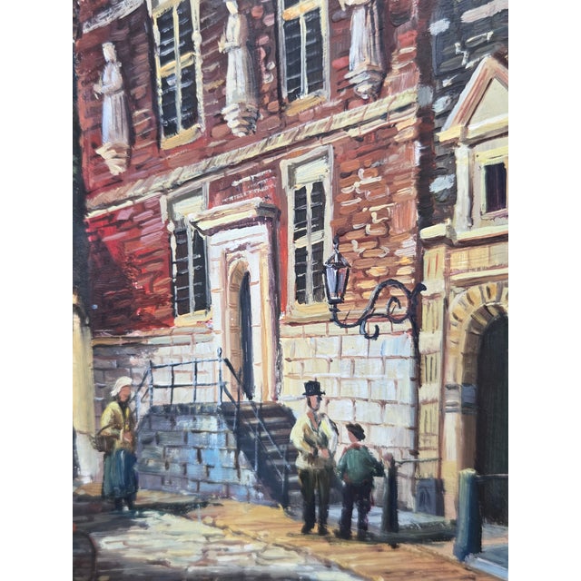 Late 20th Century P. Larson Realism European Cityscape Oil Painting on Board For Sale In Tampa - Image 6 of 10