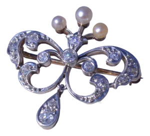 The Mariposa: Antique Diamond and Seed Pearl butterfly Pendant and brooch Combination